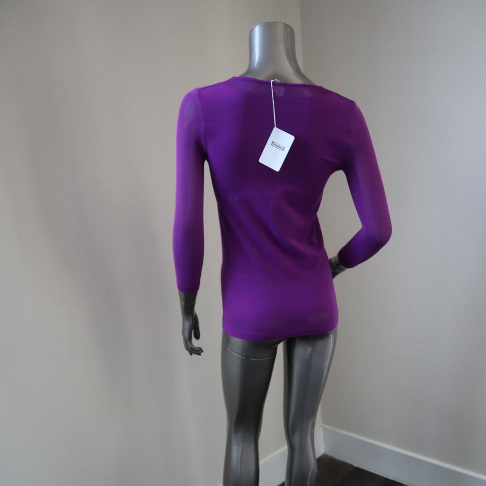 Wolford Stretch Top in Hyacinth Purple with Mesh Details New Tags Size Small - Picture 3 of 9
